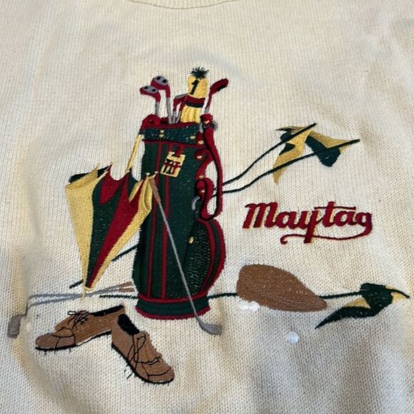 VTG Munsingwear size M 100% cotton made in USA golf theme embroidered sweater - Picture 2 of 10